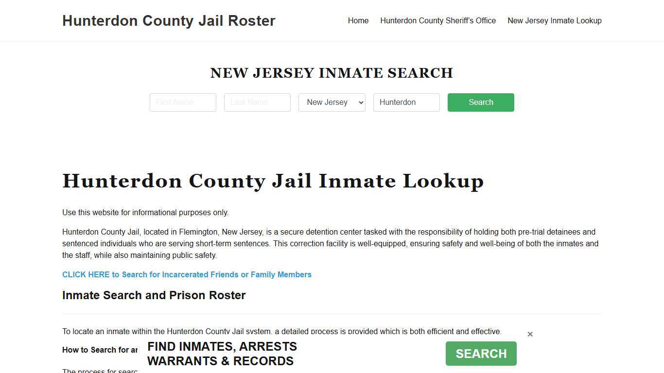 Hunterdon County Jail Roster Lookup, NJ, Inmate Search